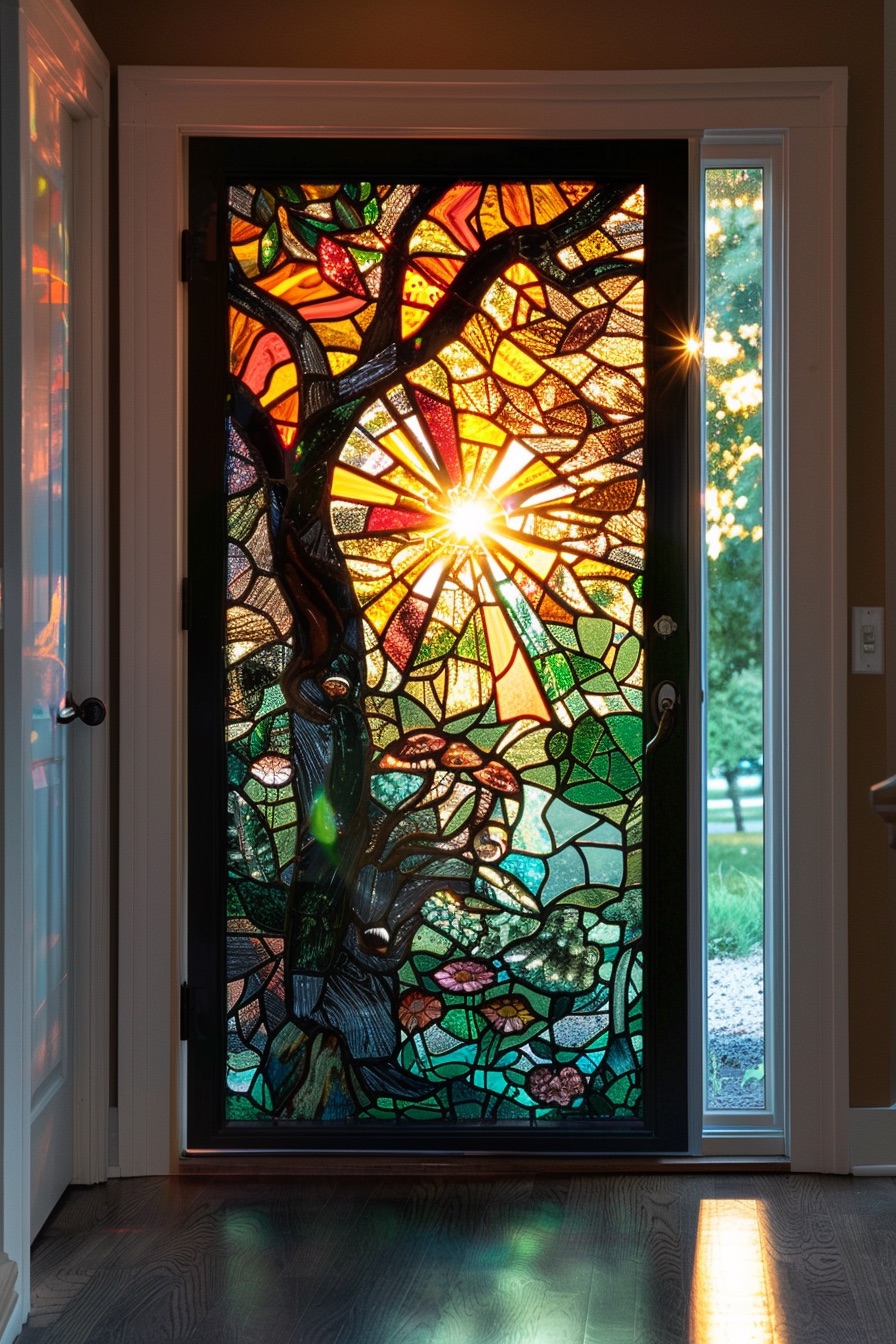 front door mosaic forest