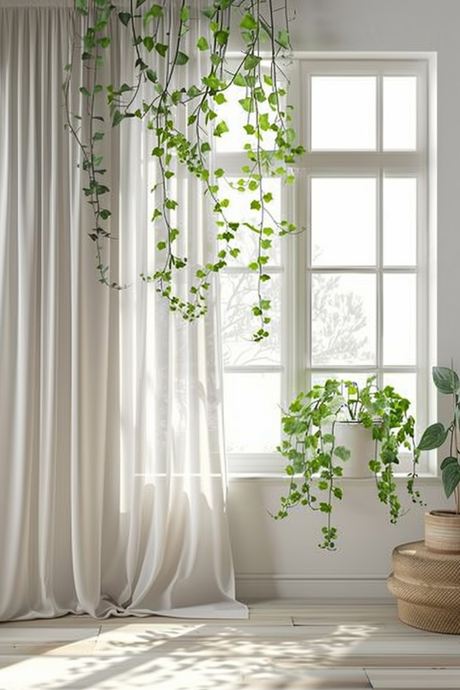 vine on curtains