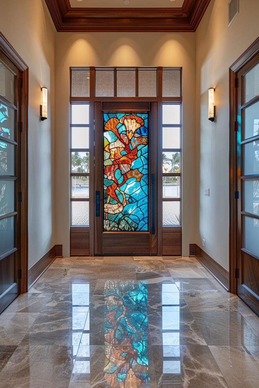 home entryway coral mosaic