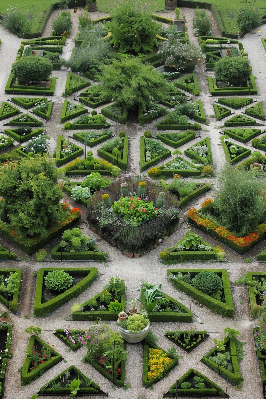 potager garden layout symmetrical geometric 2