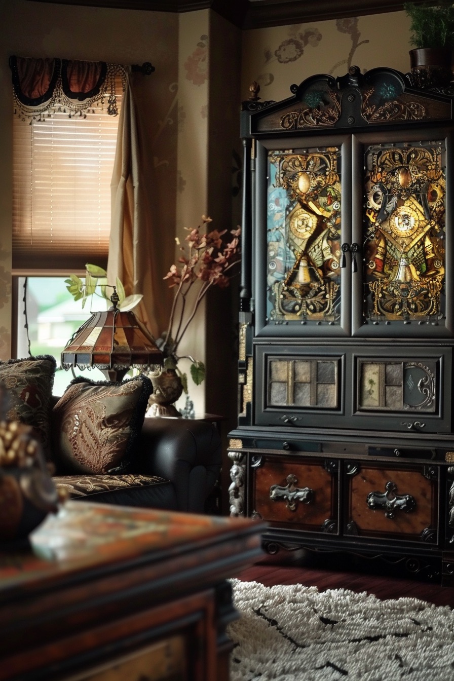 victorian stained glass dresser