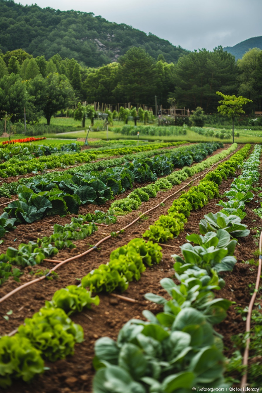 large farmhouse vegetable garden layout rows