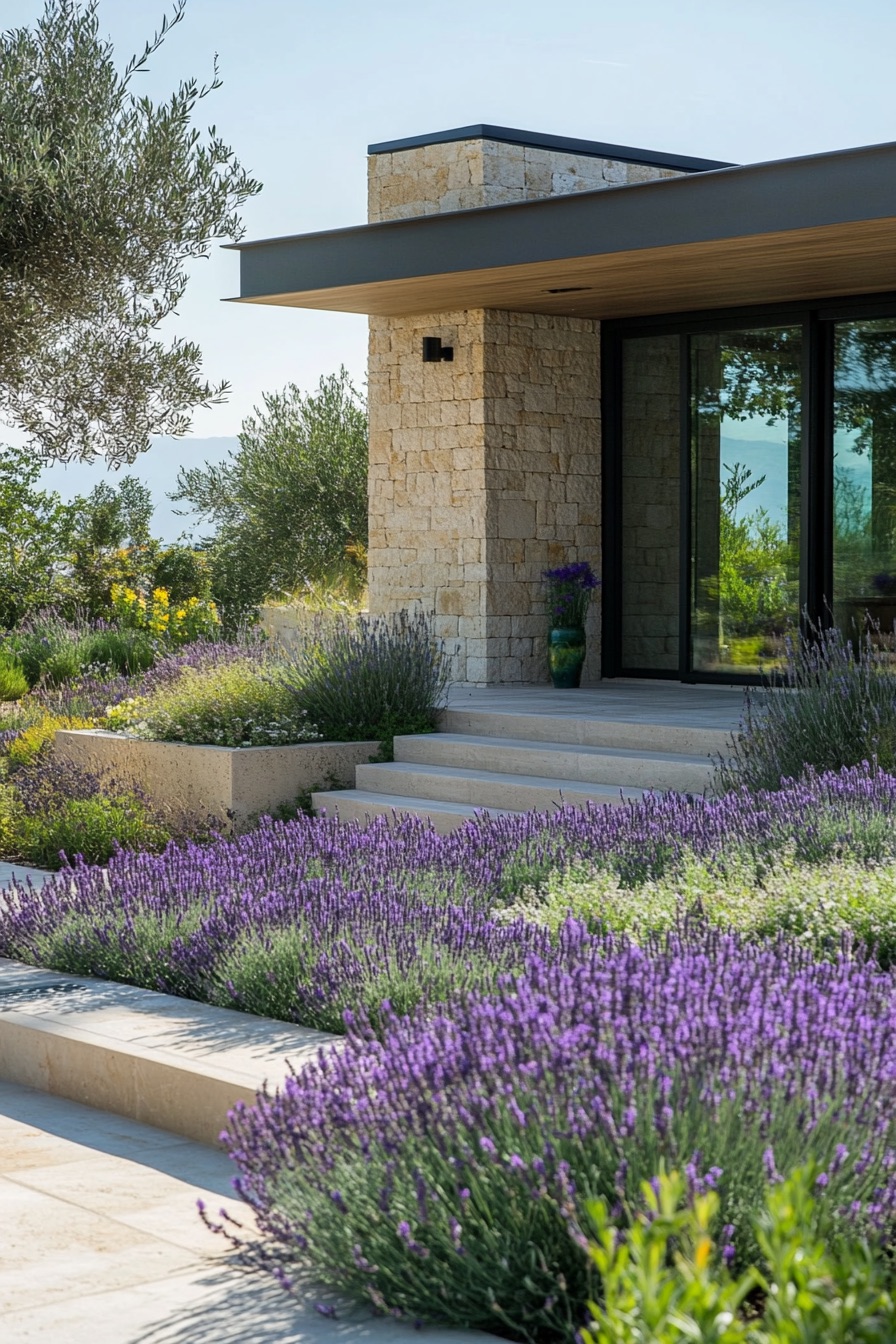 mediterranean house garden lavenders 1