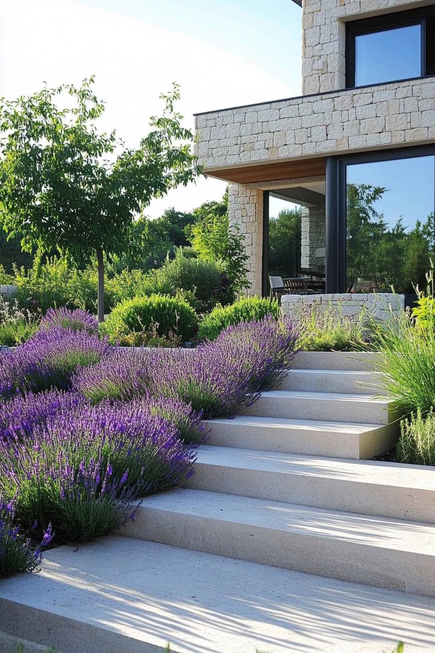 mediterranean house garden lavenders 3