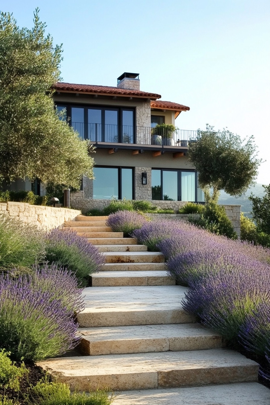 mediterranean house garden lavenders 4