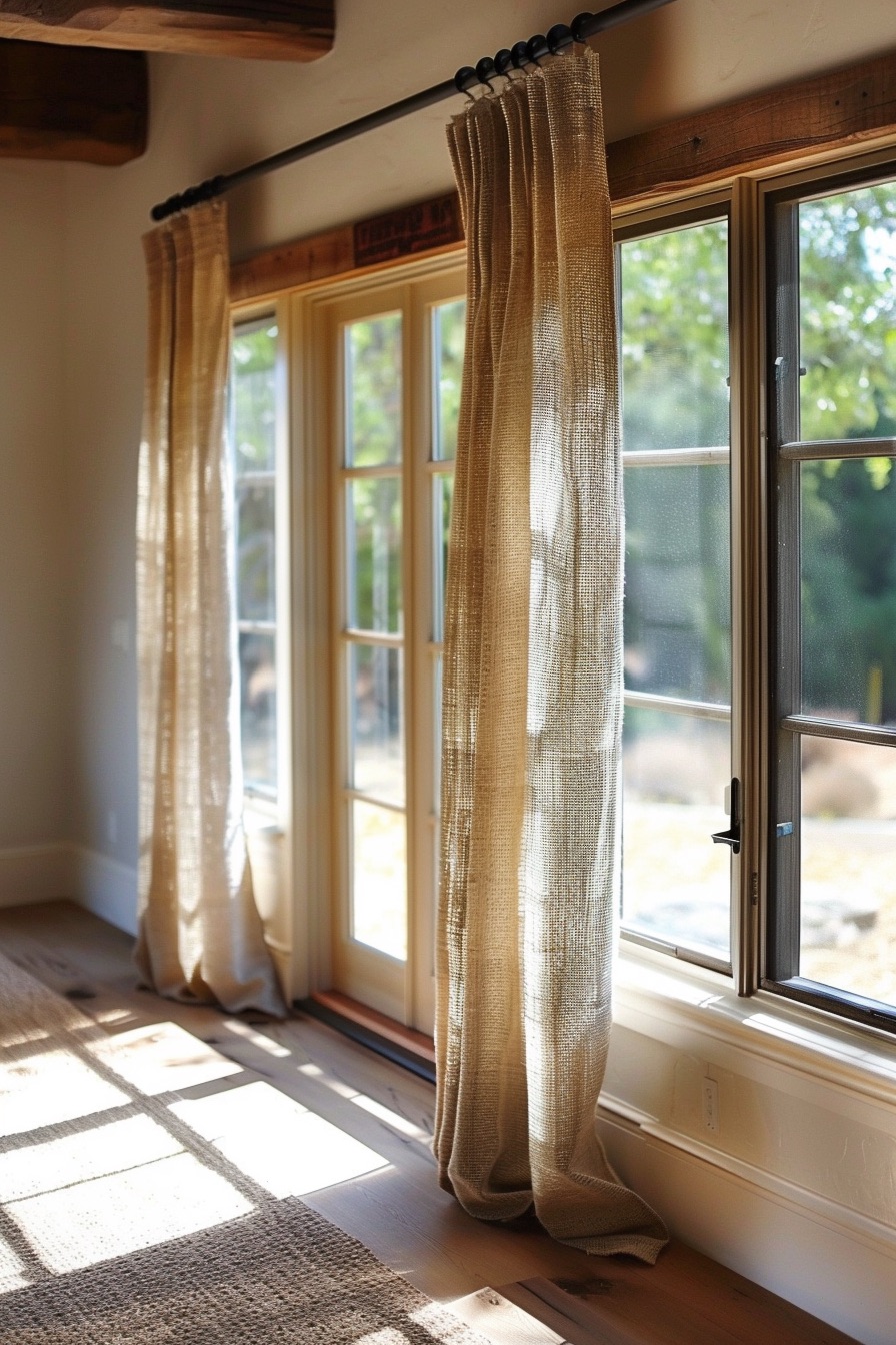 burlap window curtains