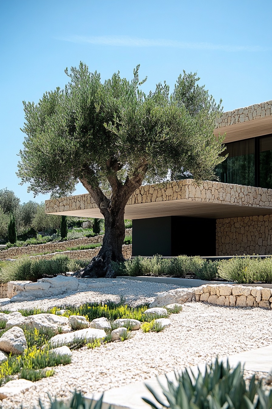 mediterranean house garden olive trees 4