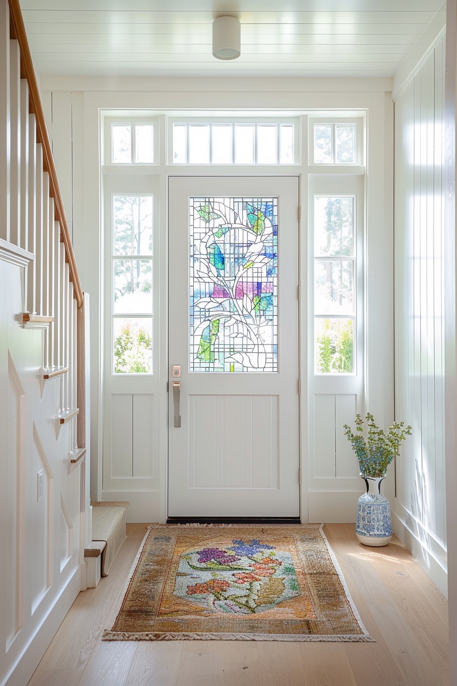 colorful entryway stained glass mosaic