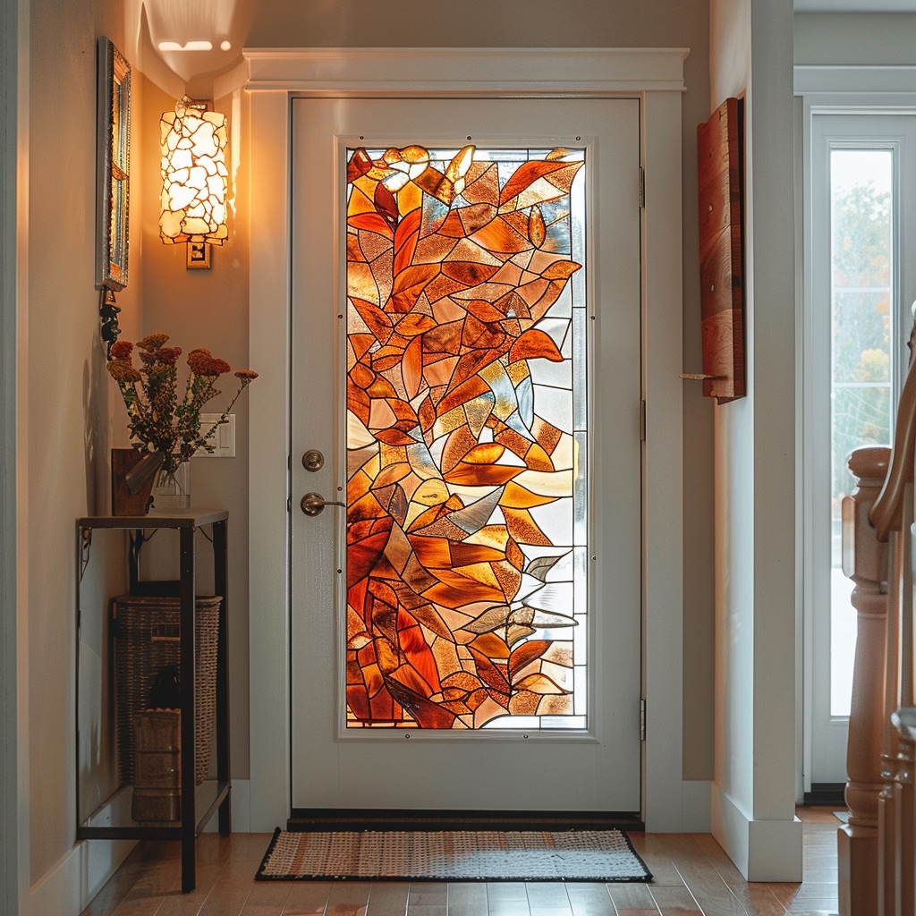 abstract orange leafs mosaic
