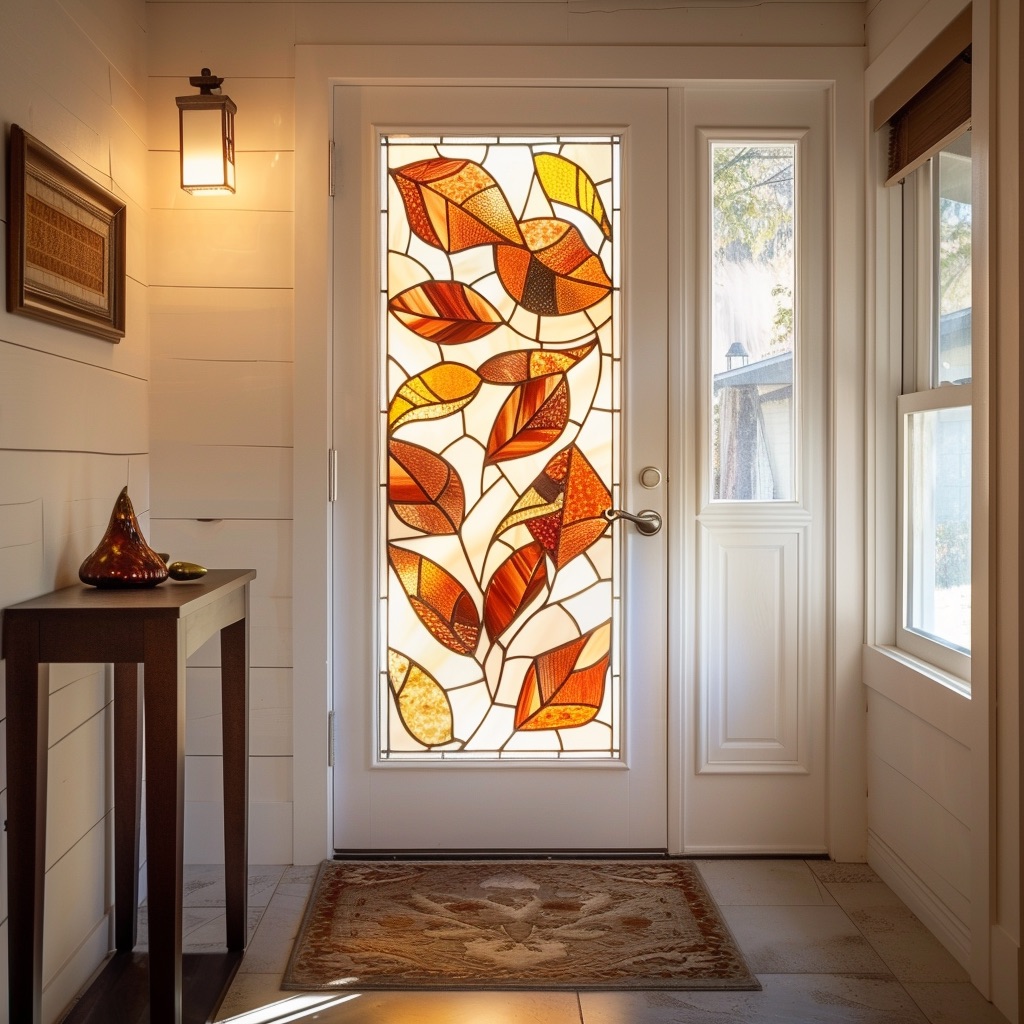 fall leafs mosaic door