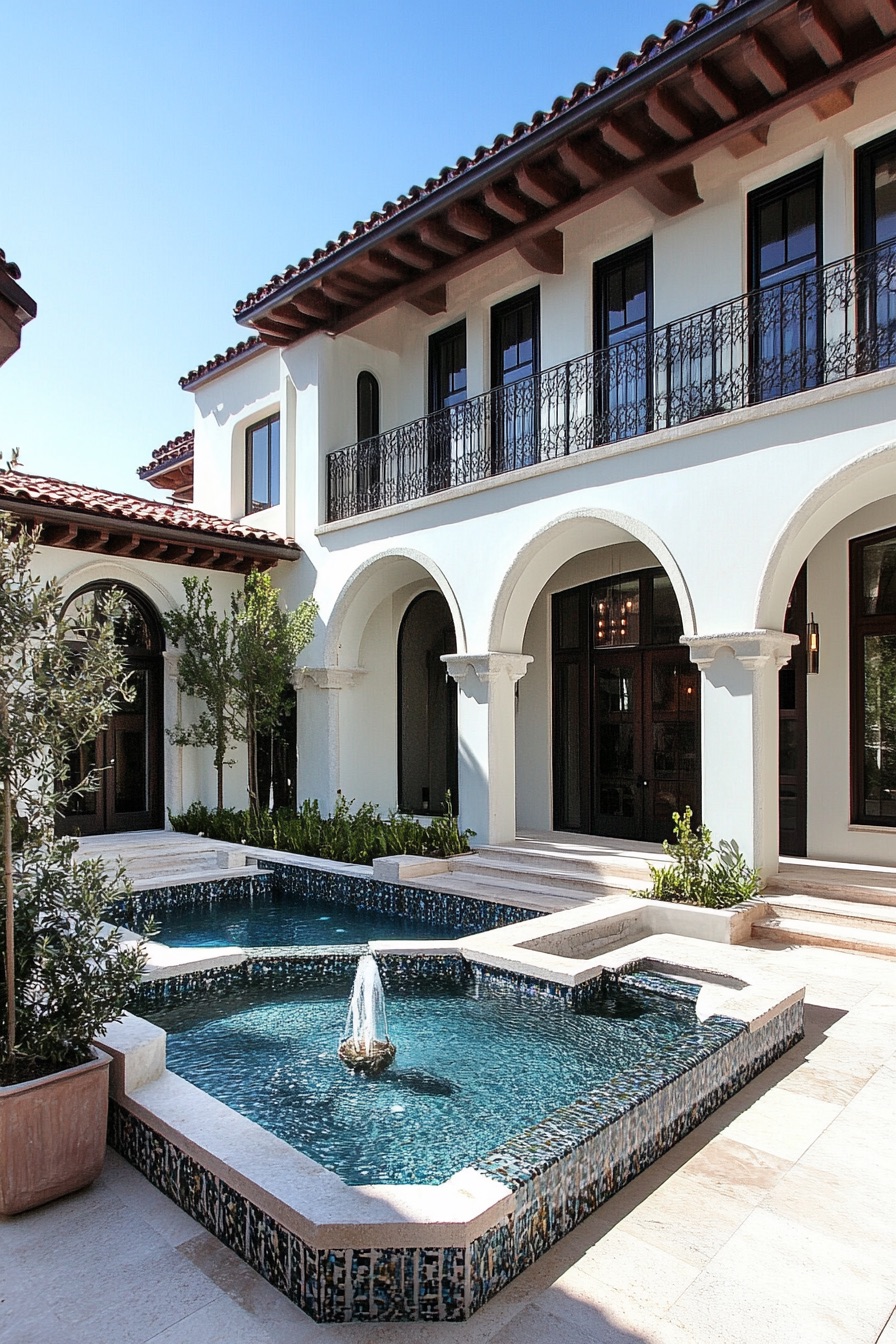 mediterranean house courtyard fountain 3