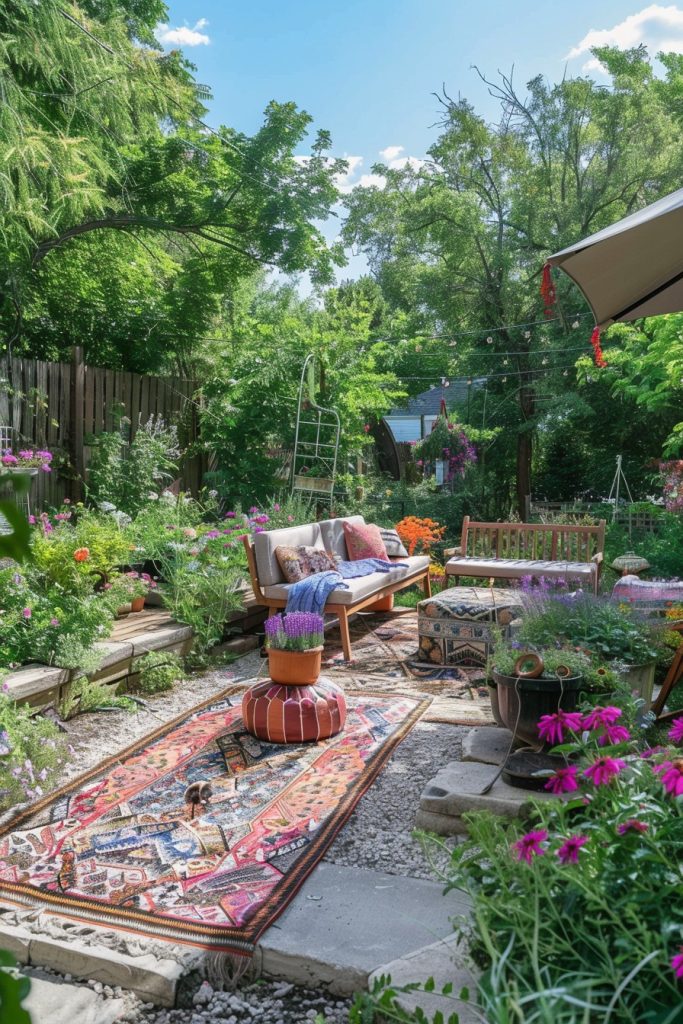 backyard garden nook rug