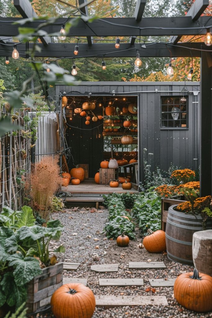 backyard pumpkin decor