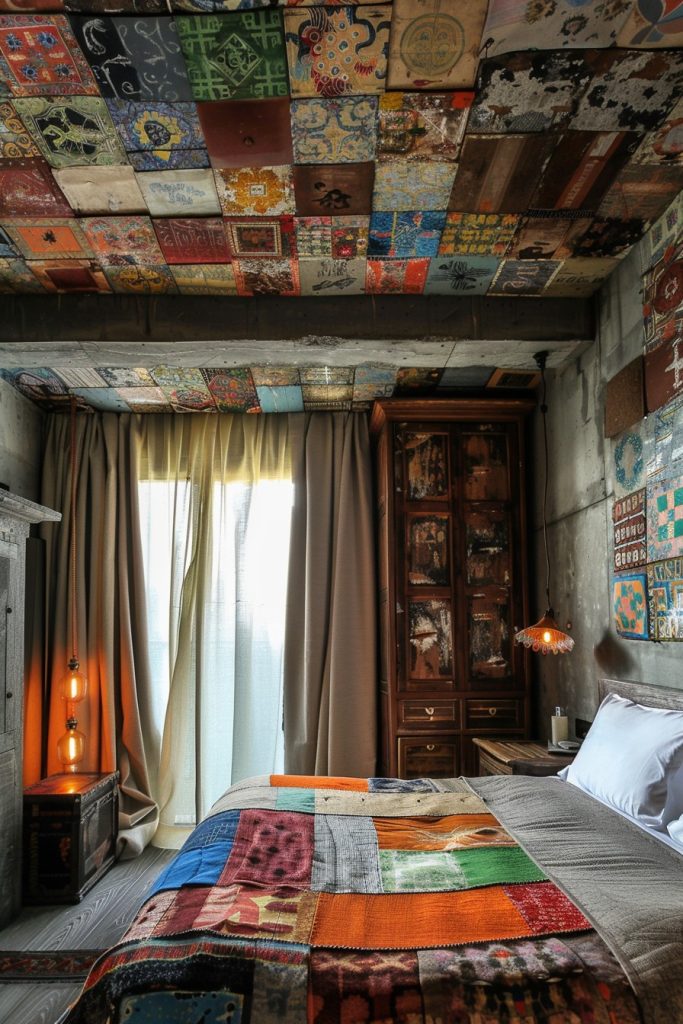 bedroom ceiling patchwork