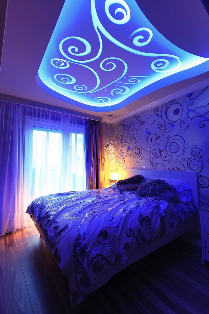 color lights pattern ceiling