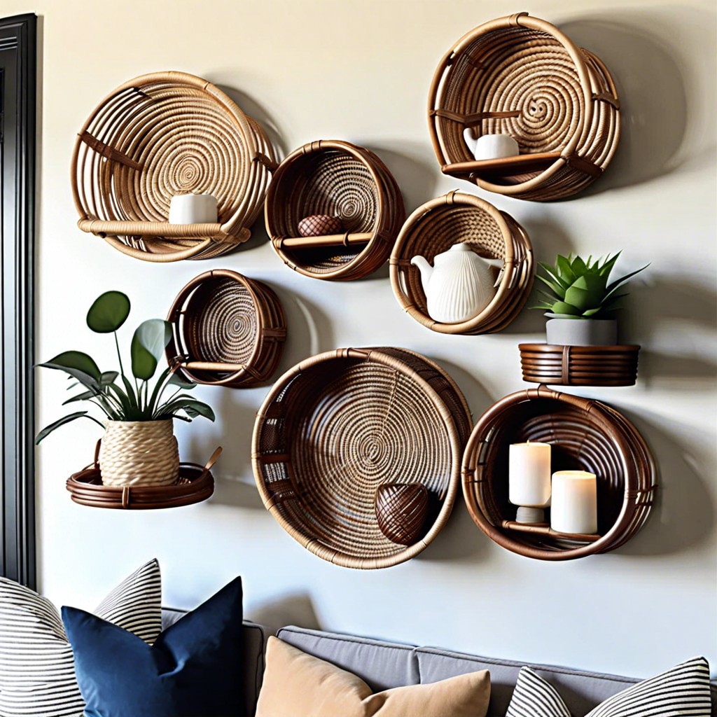 crafted basket wall shelves