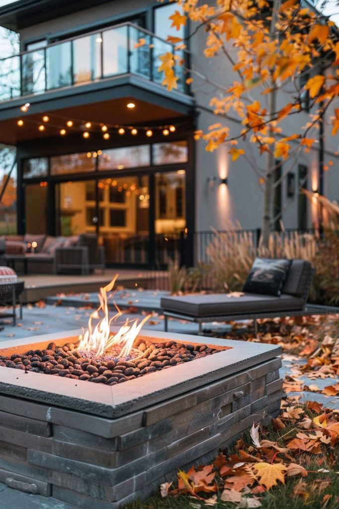 fall backyard with firepit