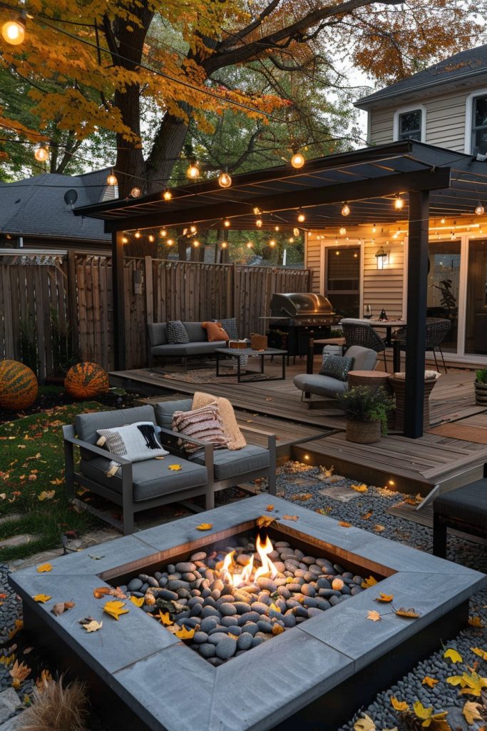 firepit in small backyard