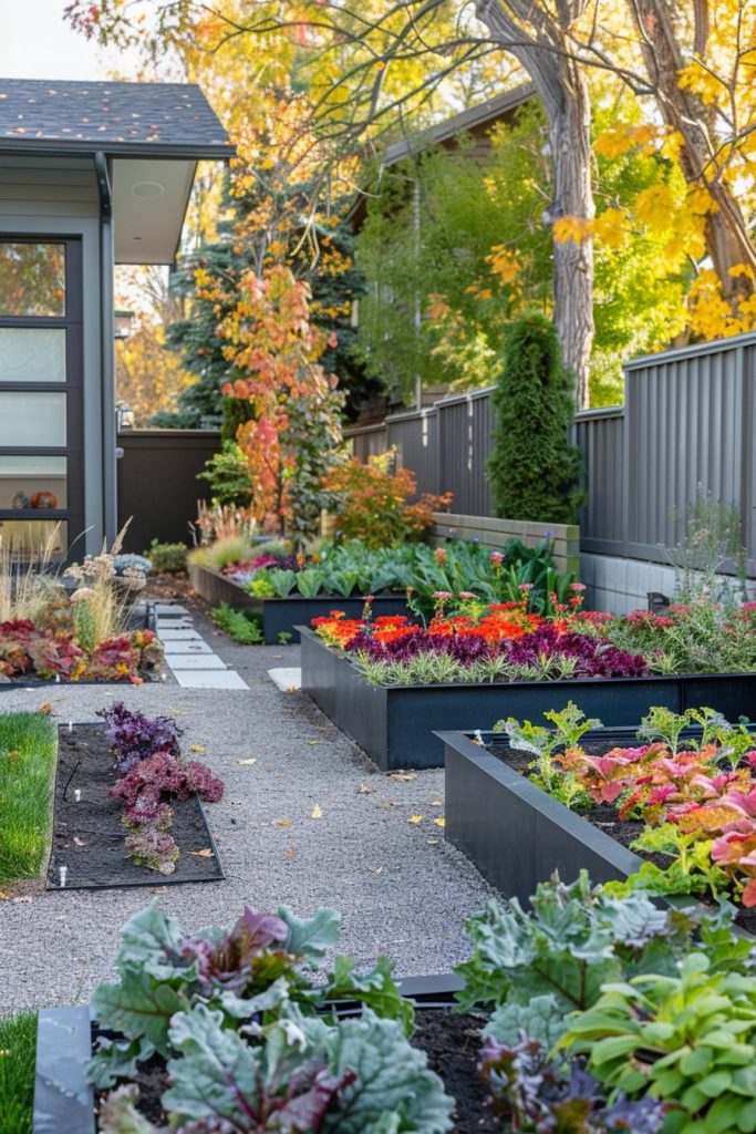 garden beds with kale