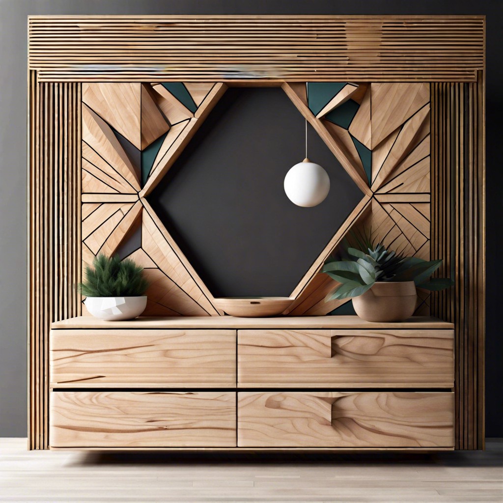 geometric wooden facade dresser