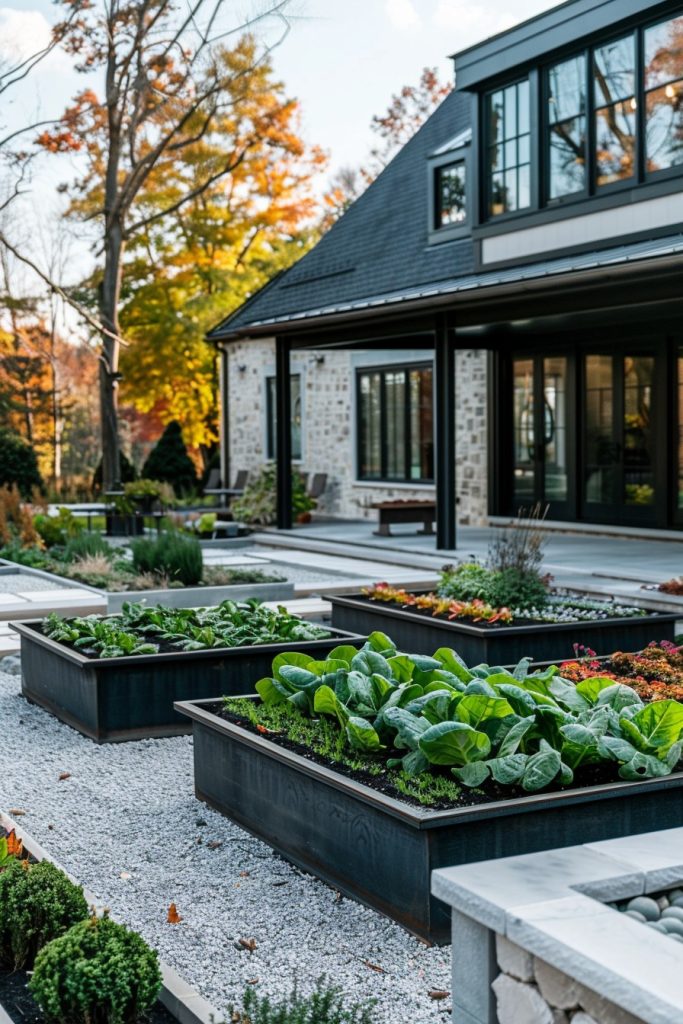 kale and spinache garden beds