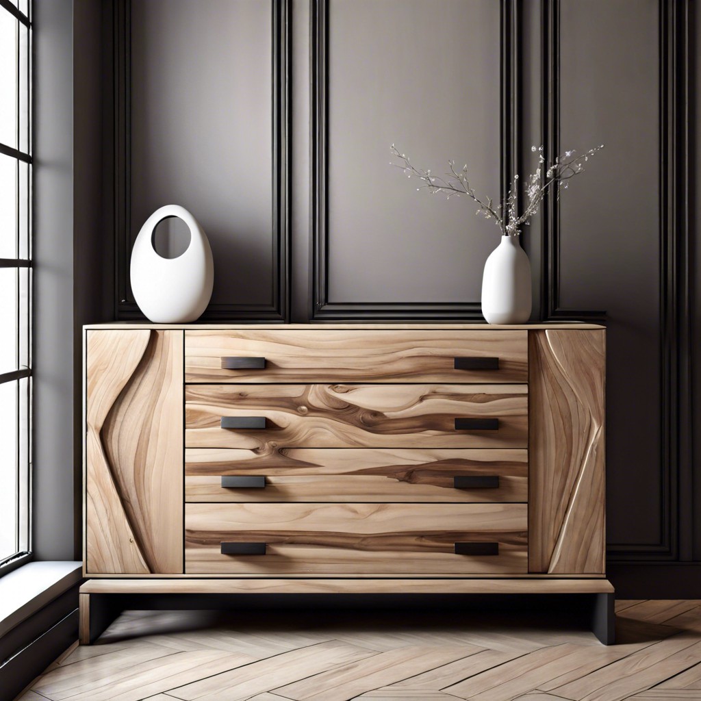 monochrome stained wood dresser