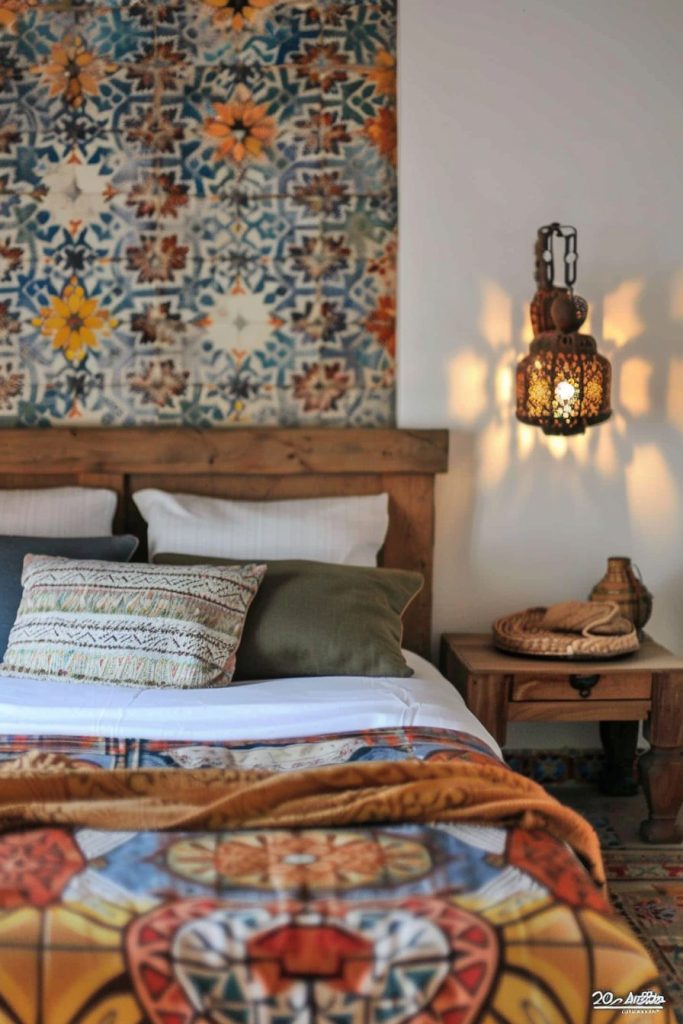moroccan-tiled accent wall
