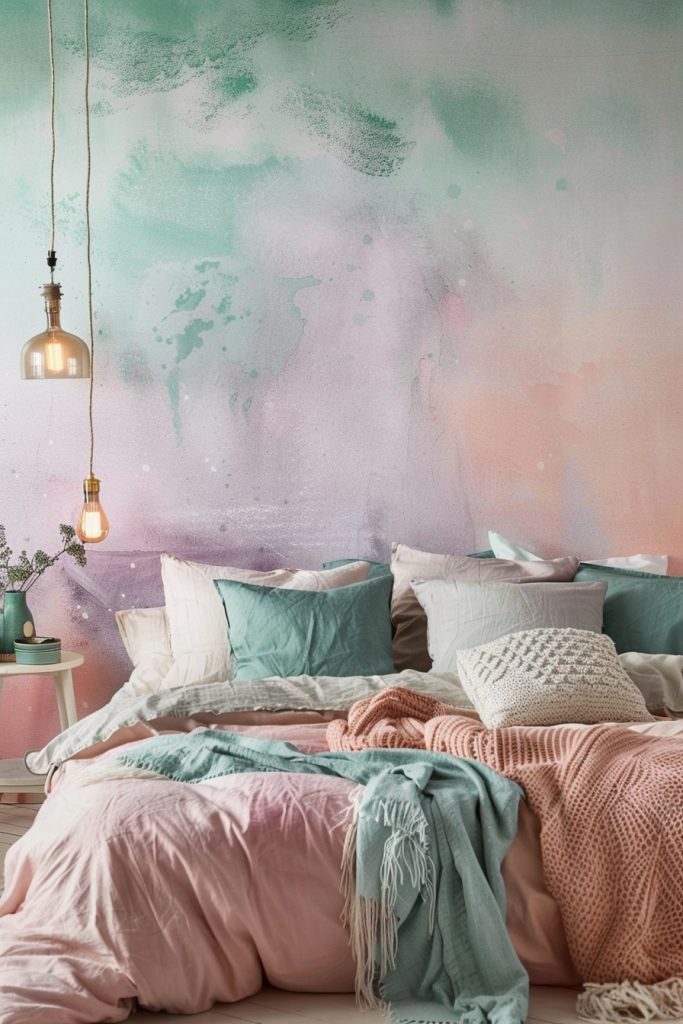 pastel ombre accent wall