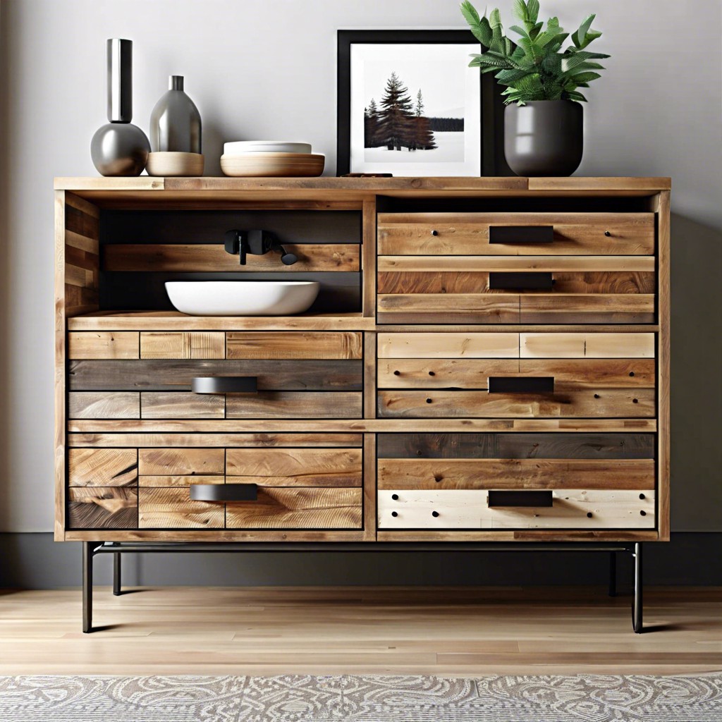 reclaimed wood minimalist dresser