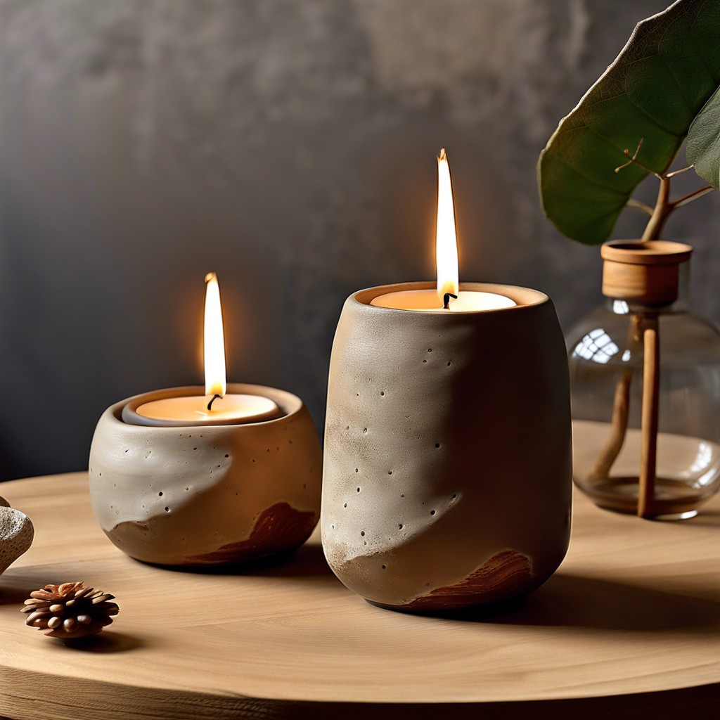 rustic ceramic candle holders