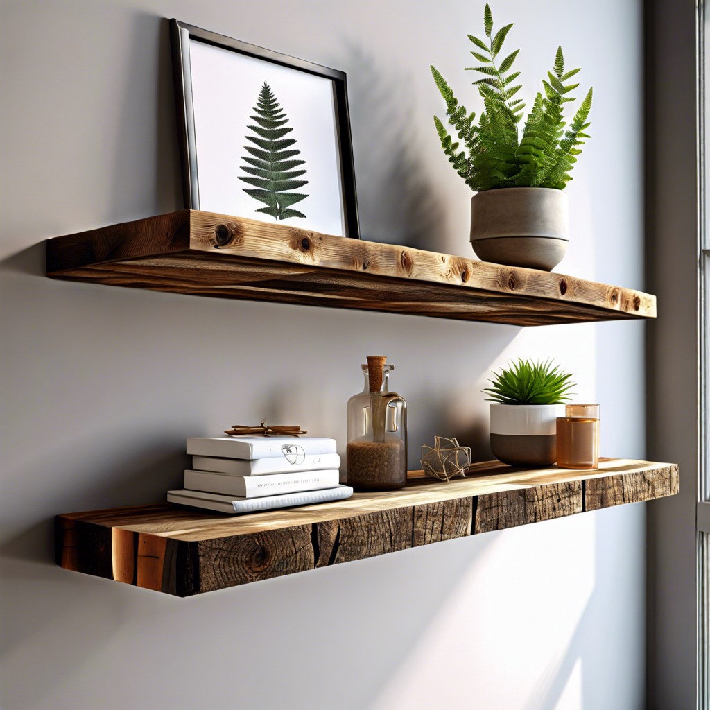 rustic floating shelves