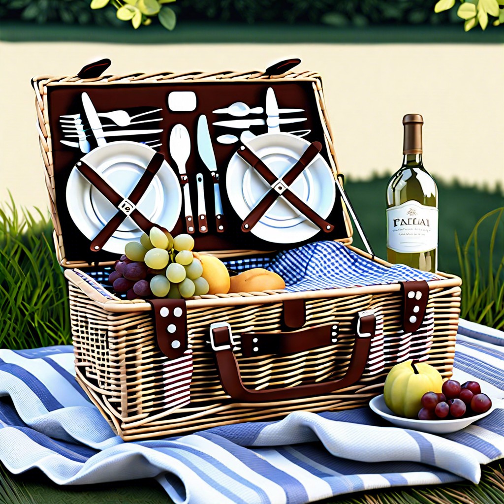 rustic picnic basket setup