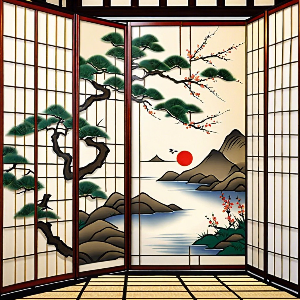 shoji panels with seasonal motifs