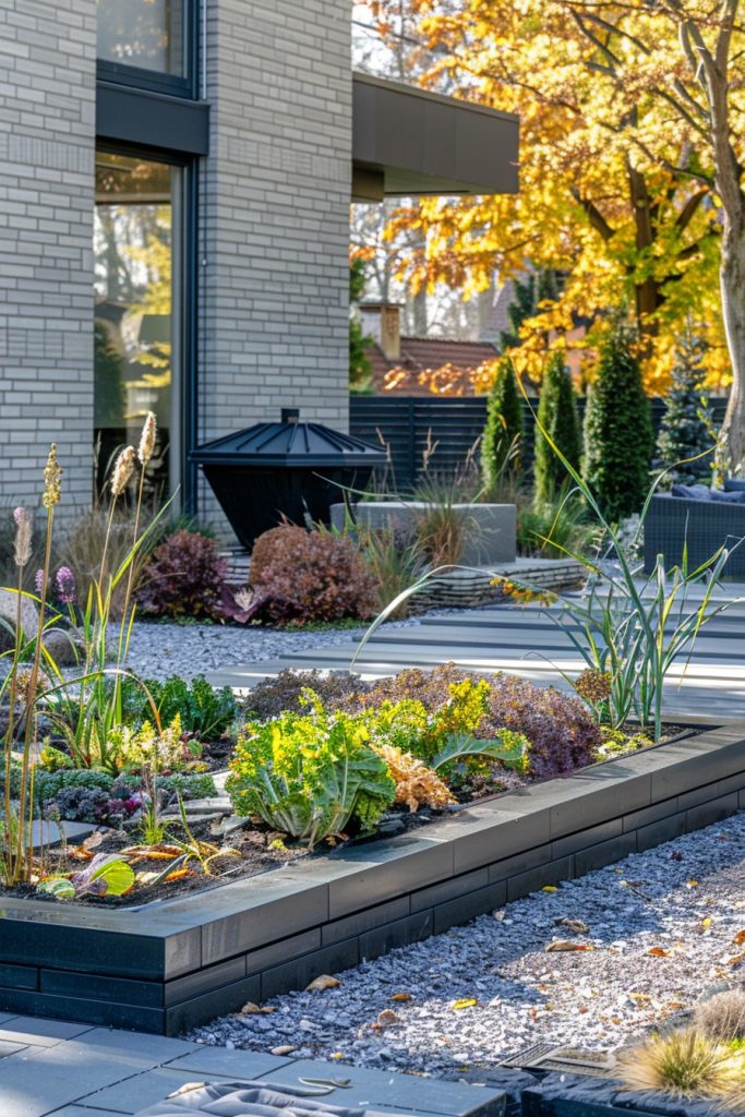 small garden bed with kale