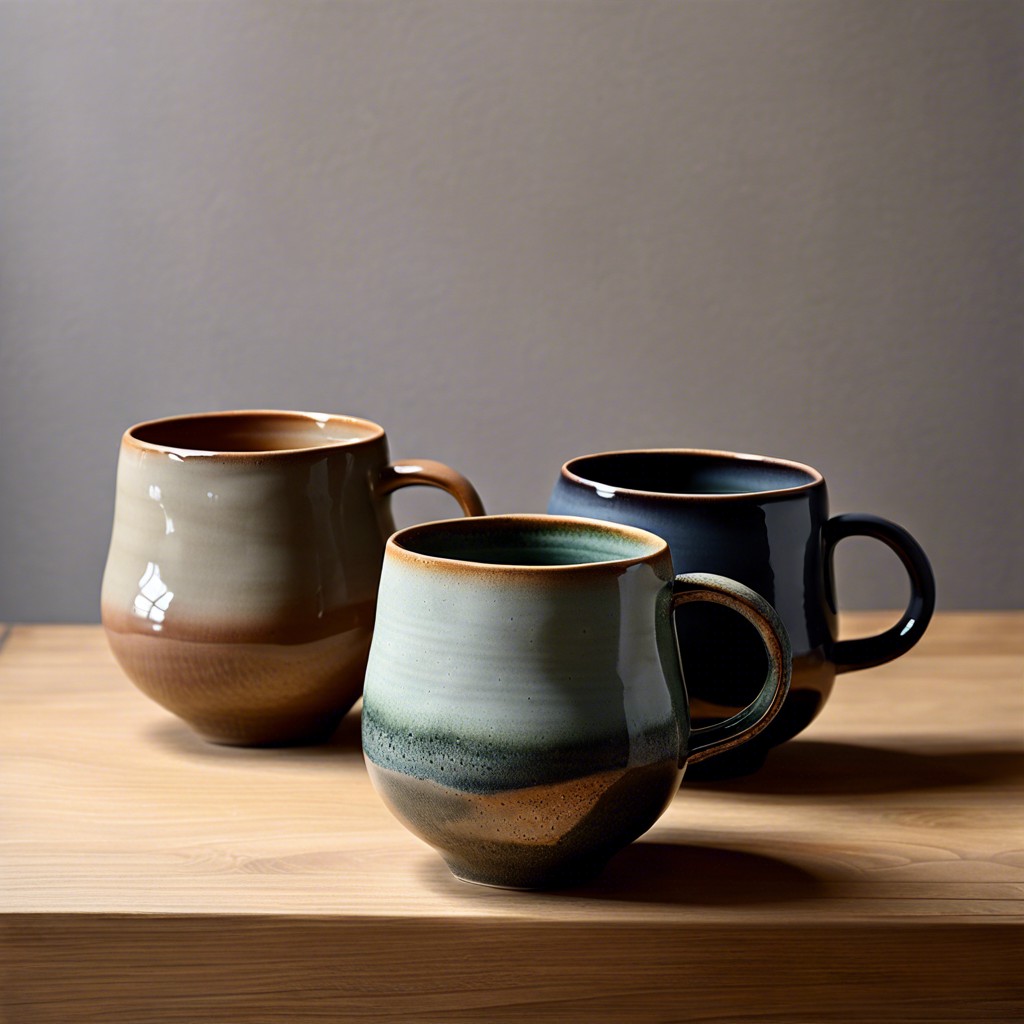 subdued color ceramic mugs