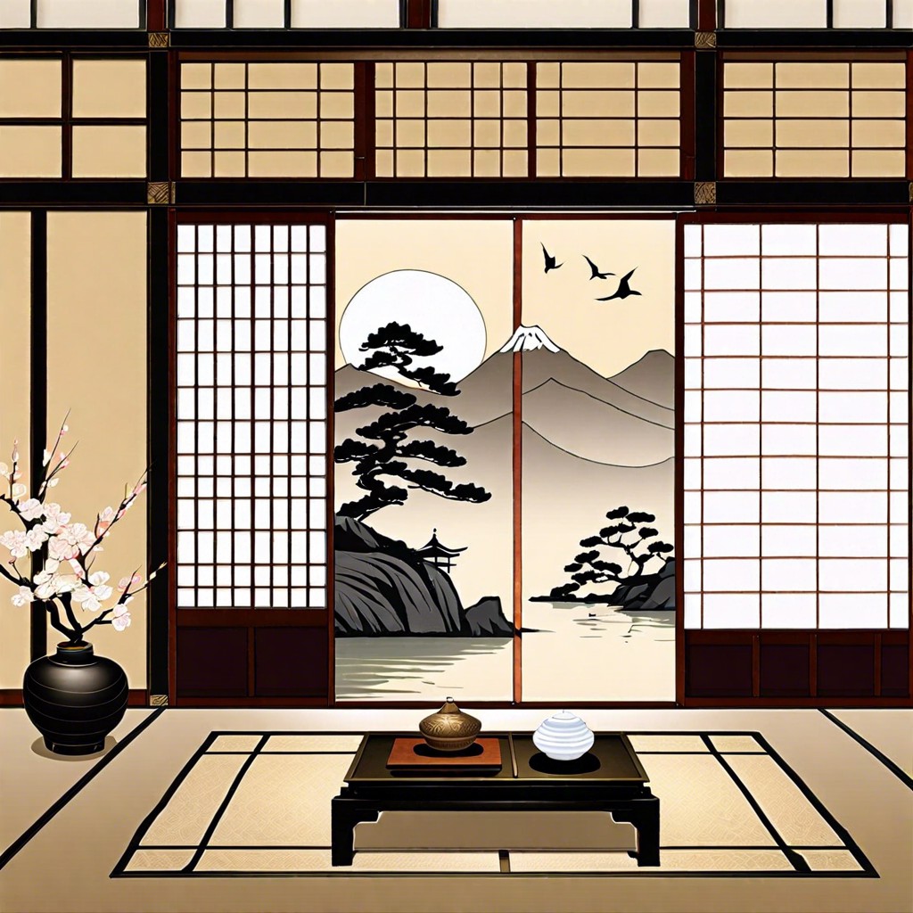 traditional japanese calligraphy on panels