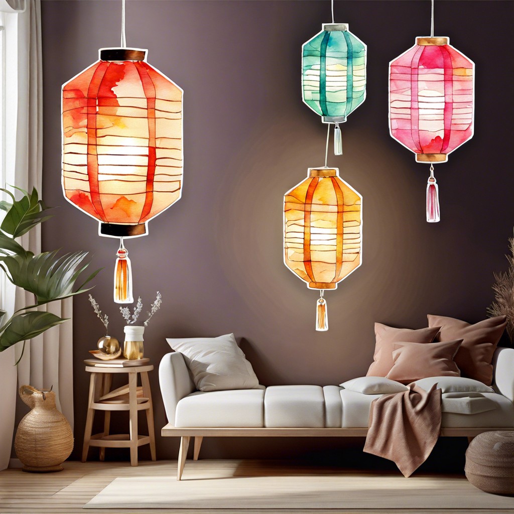 watercolor painted lanterns