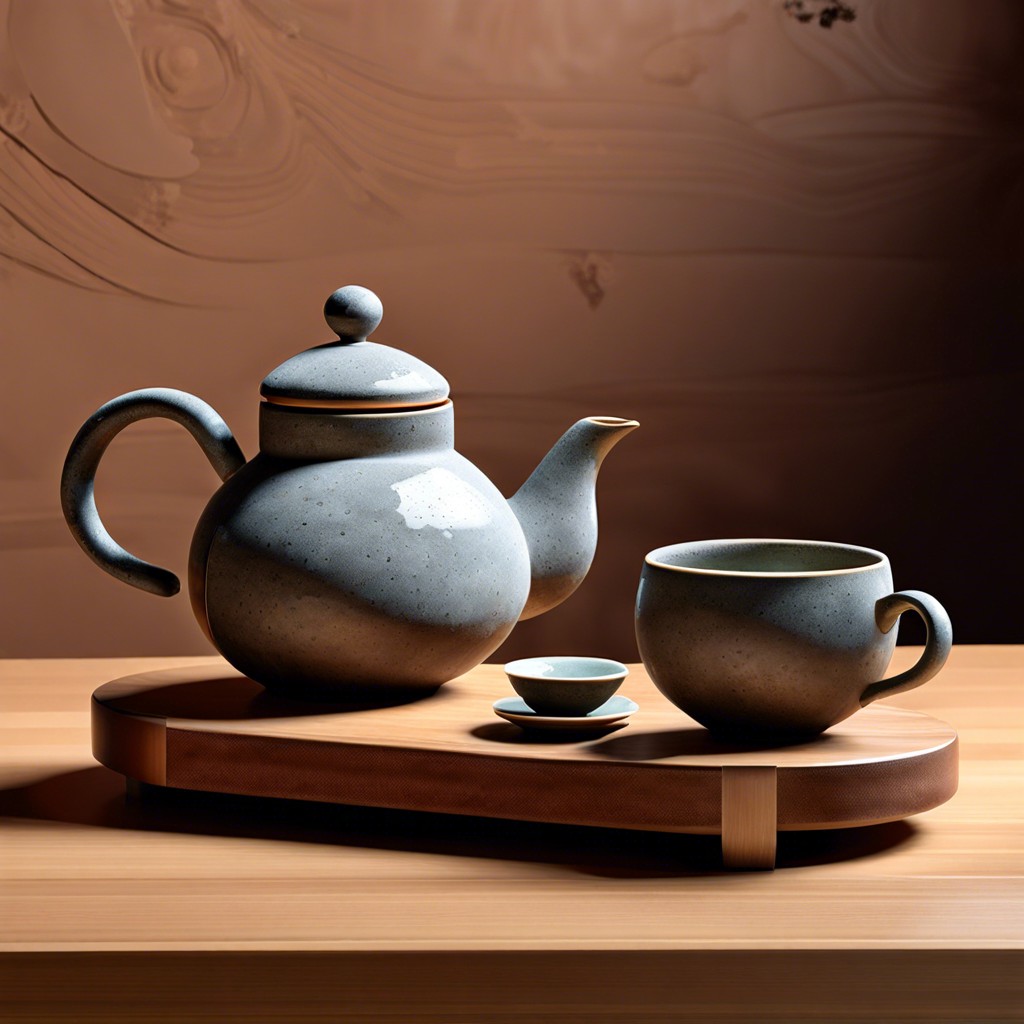 weathered tea sets for display