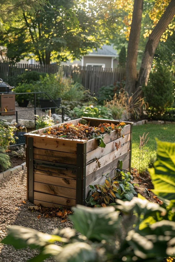 wooden compost box