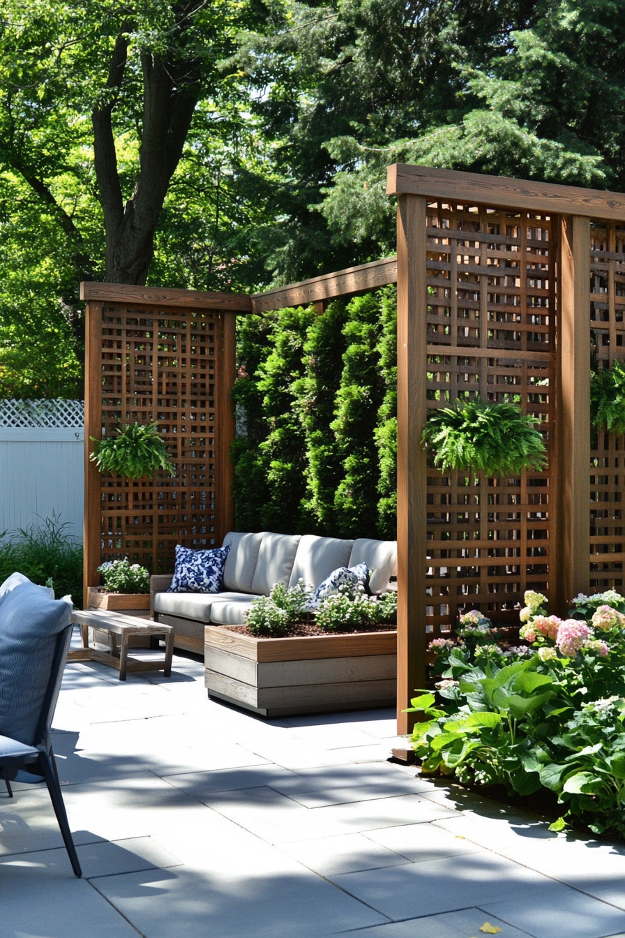 backyard privacy fence vertical garden 2