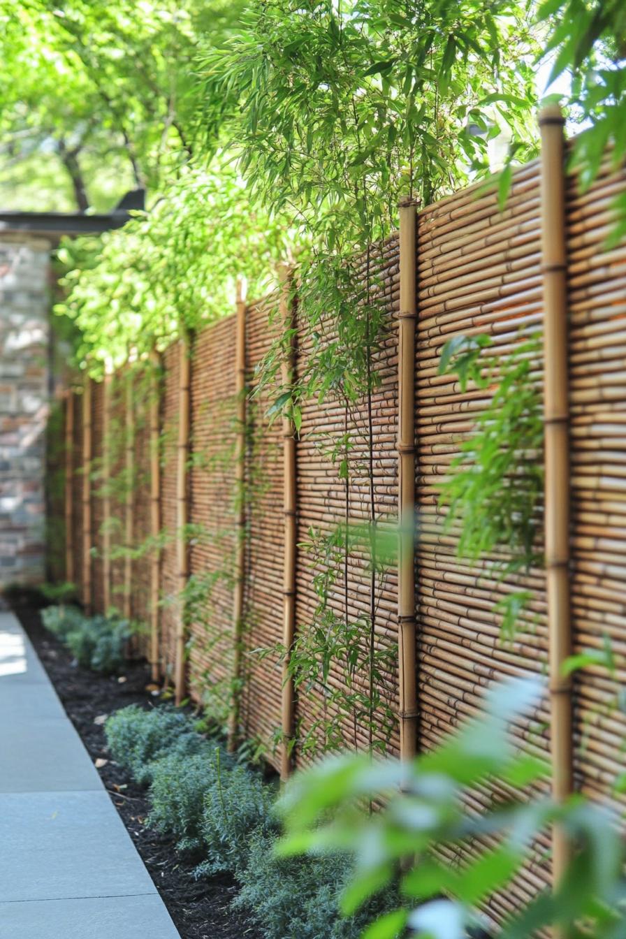 living bamboo privacy fence section modern backyard 2