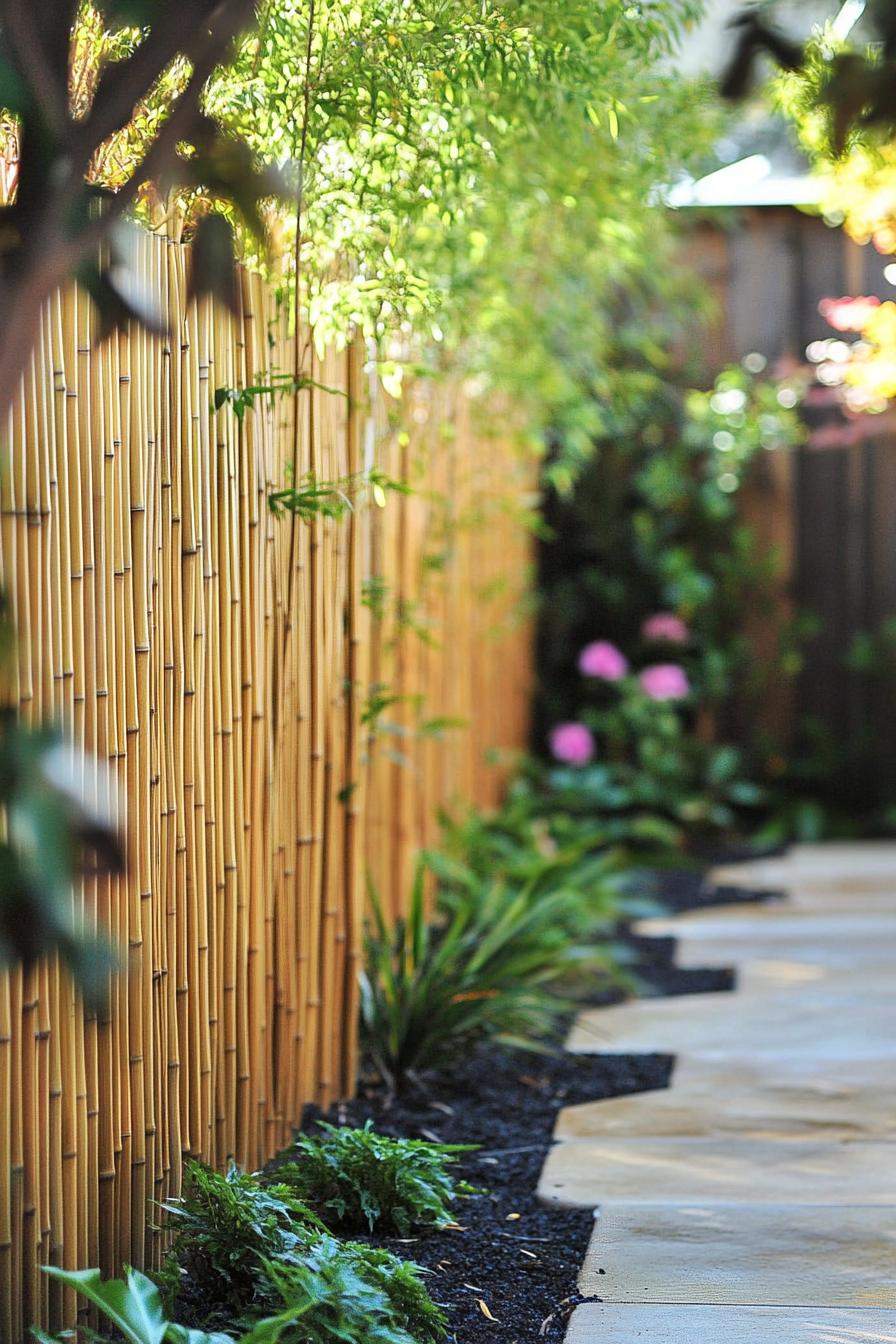 living bamboo privacy fence section modern backyard 3