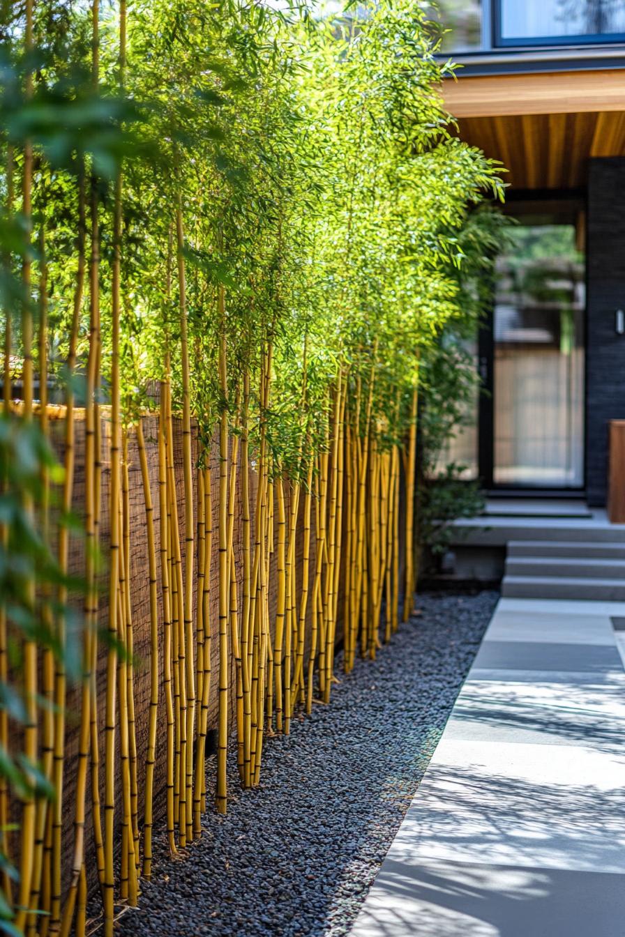 living bamboo privacy fence section modern backyard