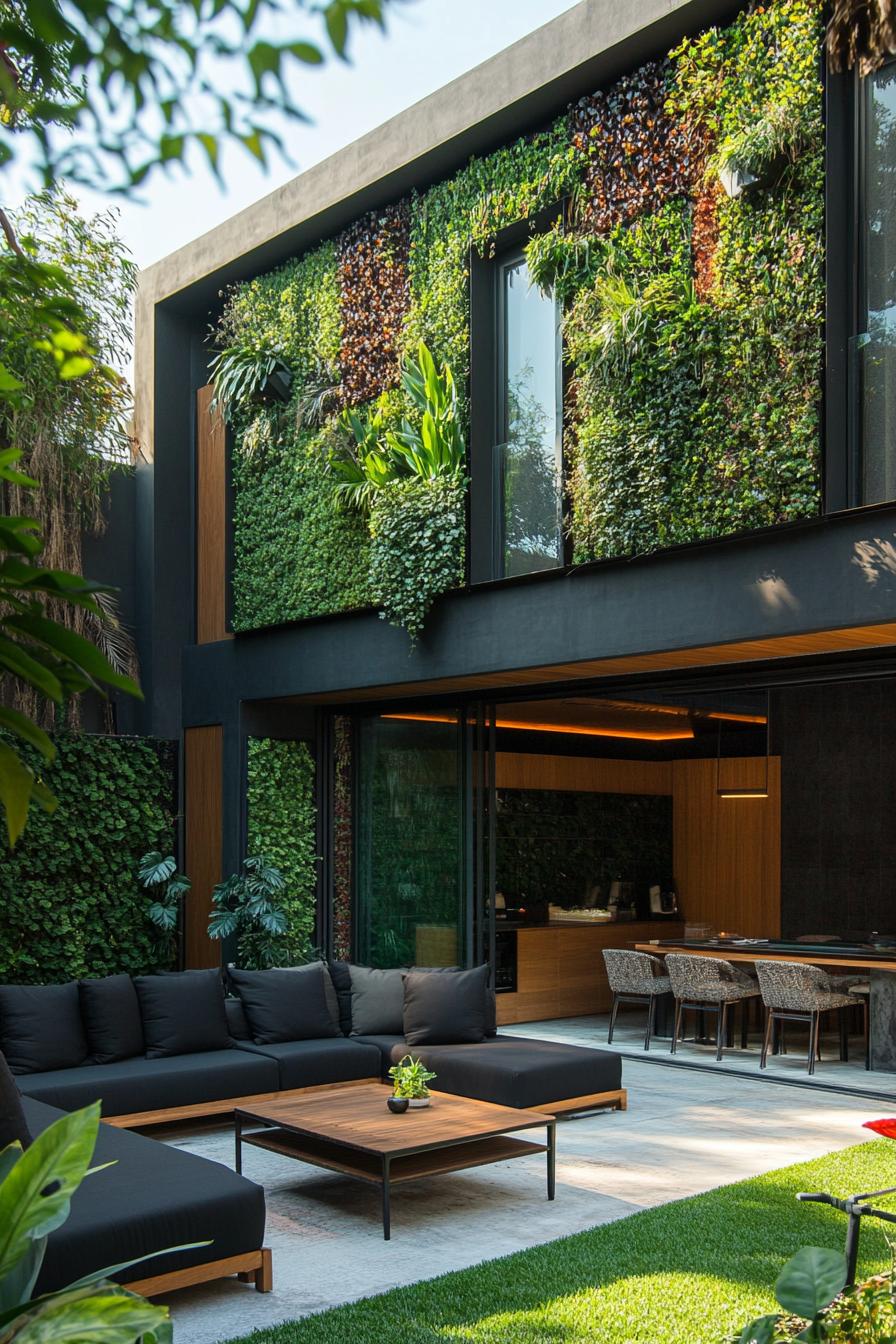 modern homse outdoor space with vertical garden wall 1