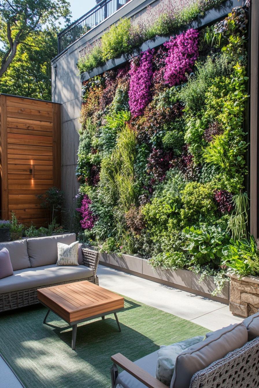 modern homse outdoor space with vertical garden wall 3