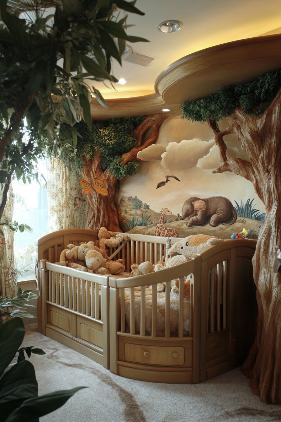 stunningly unique detailed nursery interior in jugle safari theme 1