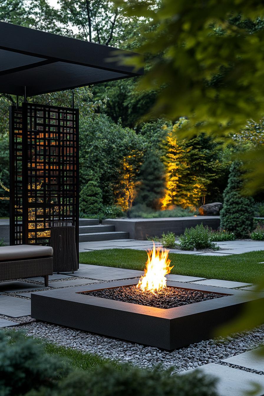 modern backyard with japanese firepit in a zend garden 3