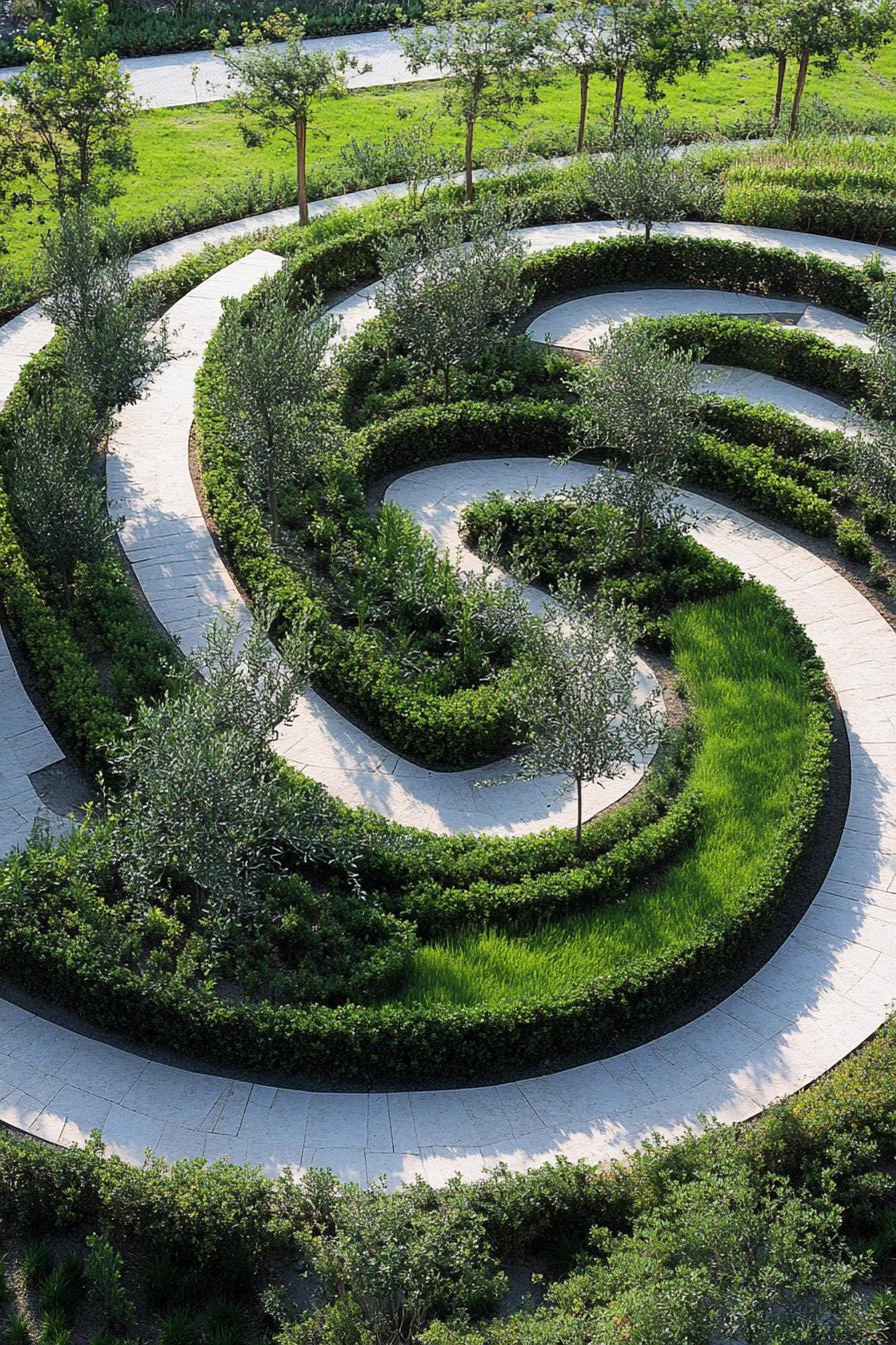 modern garden landscape evergreen spiral design 1