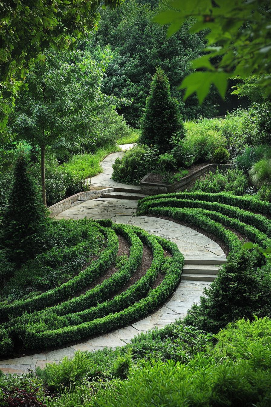 modern garden landscape evergreen spiral design 2