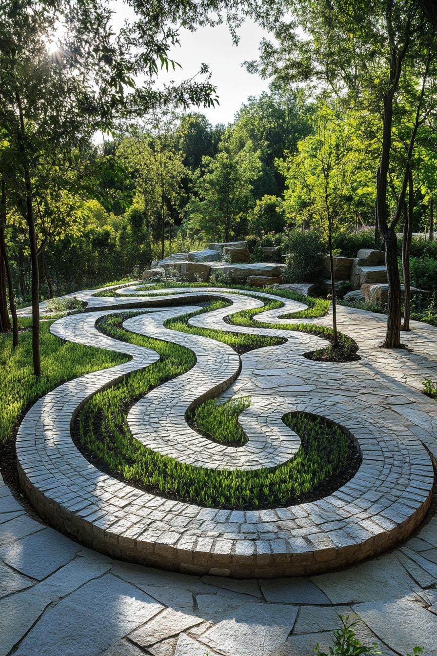 modern garden landscape evergreen spiral design 3